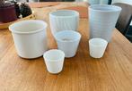 6 witte bloempotten, Tuin en Terras, Ophalen, Gebruikt, Rond, Aardewerk