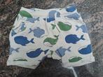 Mt 80 Beige sweatshort met blauwe en groene walvissen, Kinderen en Baby's, Babykleding | Maat 80, Broekje, Ophalen of Verzenden