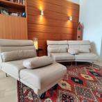 Duifgrijze Natuzzi bank van echt leer — Gemaakt in Italië, Huis en Inrichting, Ophalen, Gebruikt, Driepersoons, Leer