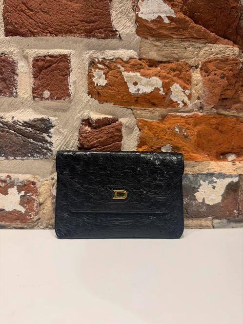 Delvaux Diabolo Portemonne zwart struisvogelleder, Handtassen en Accessoires, Portemonnees, Zo goed als nieuw, Zwart, Ophalen of Verzenden