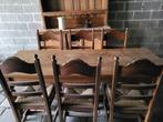 Table de ferme + 6 chaises chêne massif, Chêne, Rectangulaire, 50 à 100 cm, Enlèvement