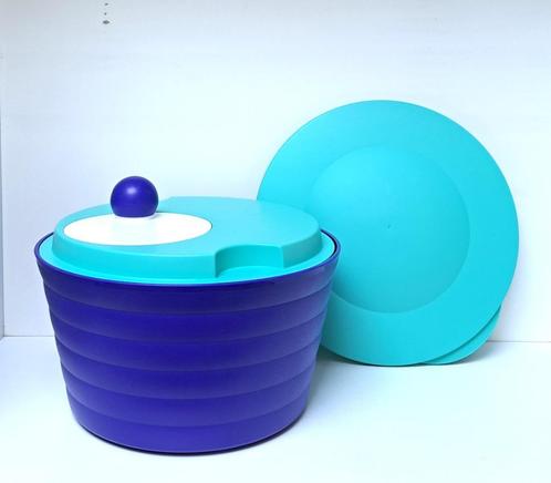 Tupperware « SlaChef » Slacentrifuge - Blauw & Groen - Promo, Huis en Inrichting, Keuken | Tupperware, Nieuw, Overige typen, Blauw