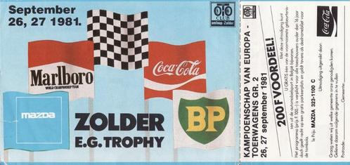 Zolder E.G. Billet d'entrée au Trophée 1981 avec avantage un, Collections, Marques automobiles, Motos & Formules 1, Utilisé, Voitures