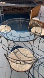 Metalen Tuinstel met 3 stoelen, Ophalen, Zo goed als nieuw