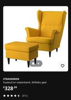 Ikea Strandmon gele zetel met voetenbankje, Huis en Inrichting, Ophalen, Zo goed als nieuw