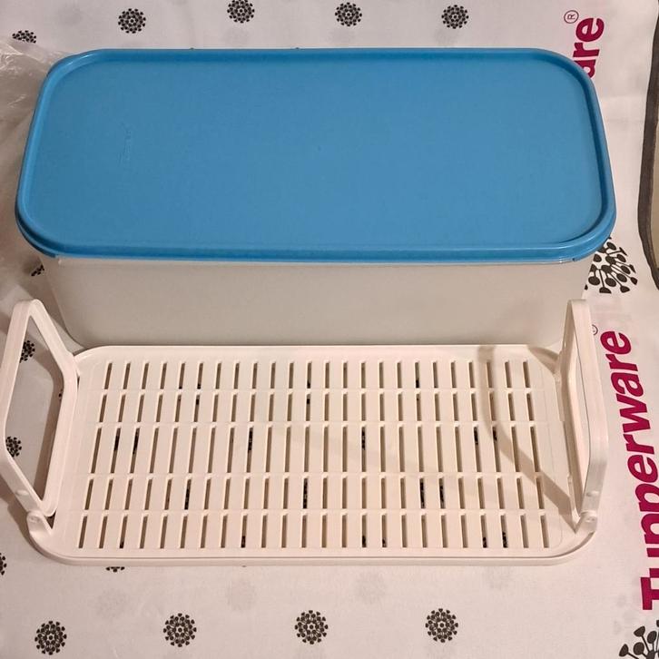 Gain de place Tupperware 6,1 l/boîte à gaufres, Maison & Meubles, Cuisine| Tupperware, Neuf, Bleu, Blanc, Enlèvement ou Envoi