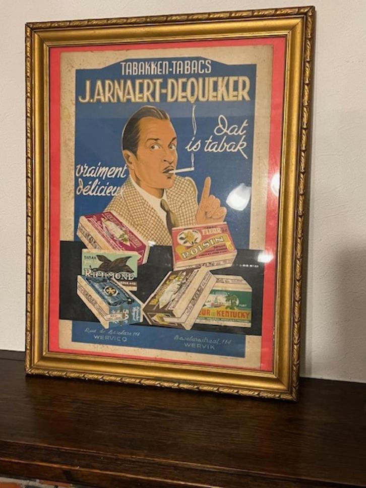 Oude affiche J Arnaert Dequeker Tabak Wervik, Verzamelen, Merken en Reclamevoorwerpen, Ophalen