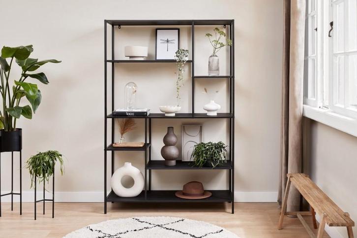 Wandrek -  zwart metaal - 125 x 33,2 x 175, Huis en Inrichting, Kasten | Stellingkasten, Zo goed als nieuw, Ophalen