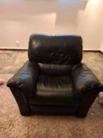 Relax zetel zwart leder, Huis en Inrichting, Ophalen, Gebruikt