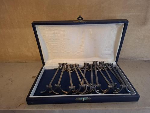 Set vintage verzilverde messenleggers in Art Deco stijl, Antiek en Kunst, Antiek | Bestek, Ophalen
