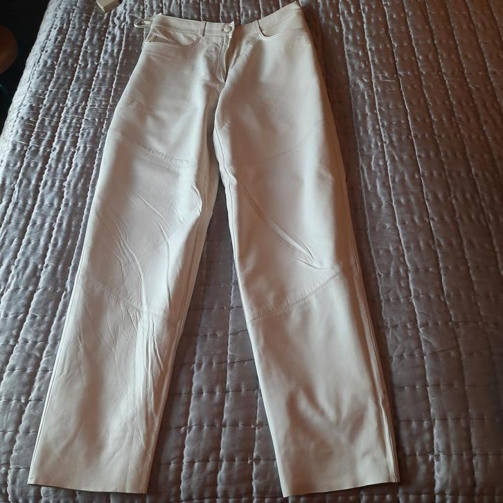 CONCERTO: WITTE LAMSNAPPA LEDER DAMESBROEK*ONGEDRAGEN*NIEUW*, Kleding | Dames, Broeken en Pantalons, Nieuw, Maat 38/40 (M), Wit