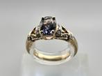 Gouden Vintage bicolor ring tanzaniet en diamant. 2024/523, Handtassen en Accessoires, Ringen, Paars, Ophalen of Verzenden, Zo goed als nieuw