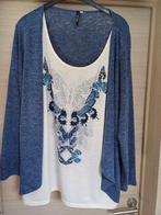 Paprika blauwe gilet met t-shirt eraan vast Mt 4(52), Blauw, Trui of Vest, Ophalen of Verzenden, Zo goed als nieuw