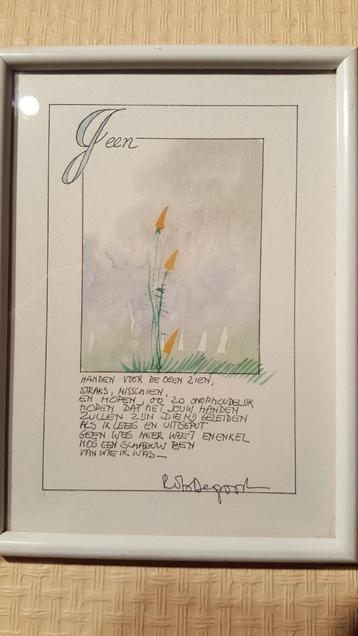 Rob De Groot, Aquarel met tekst in Chinese inkt beschikbaar voor biedingen
