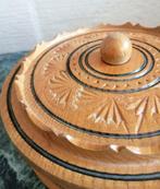 vintage houten kistje rond, handgemaakt, diameter 17 cm, Enlèvement ou Envoi