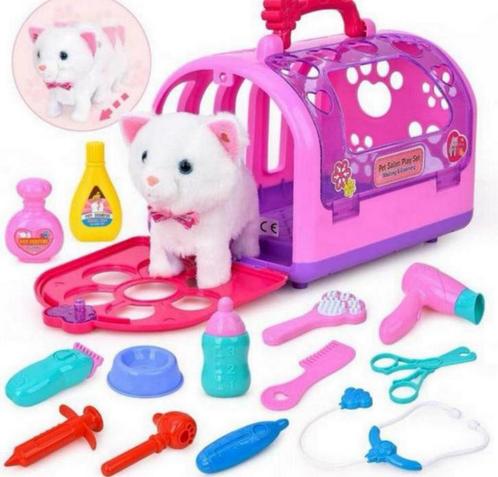 Kind kinderen speelgoed set Kat geluid huisdier verzorgen 3+, Kinderen en Baby's, Speelgoed | Knuffels en Pluche, Nieuw, Poes