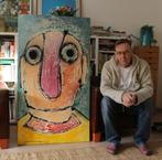 Oud Schilderij 'krakkelee kop' WEG IS WEG, Ophalen