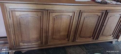 Set van massief houten tafel, stoelen en dressoir, Huis en Inrichting, Kasten | Dressoirs, Gebruikt, 150 tot 200 cm, 50 tot 75 cm