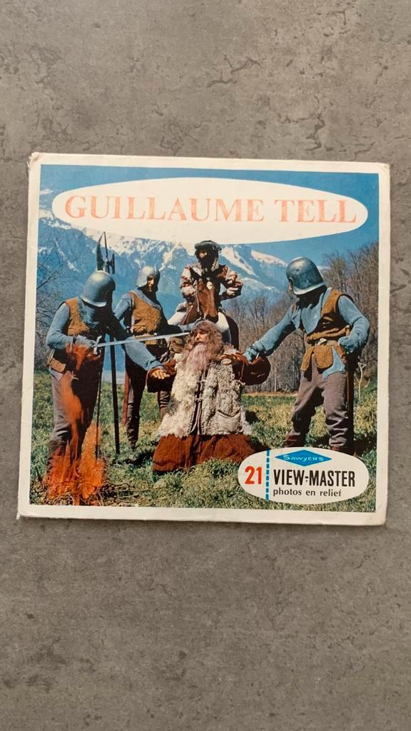 De 21 View-Master-reliëffoto's van Guillaume Tell Sawyer, Verzamelen, Speelgoed, Gebruikt, Ophalen of Verzenden