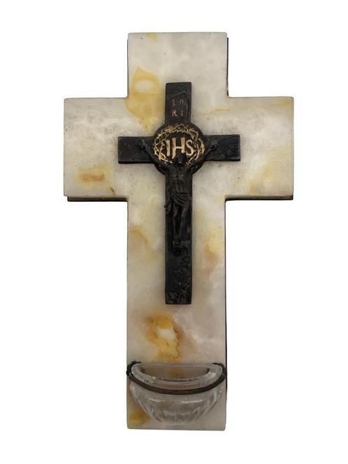 Oud lettertype op marmer of albast — Religieuze stijl, Antiek en Kunst, Antiek | Religieuze voorwerpen, Ophalen of Verzenden