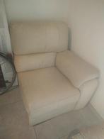1 Lederen Beige Sofa 1 Zit . Graties Optehalen ., Huis en Inrichting, Ophalen, Eenpersoons, Zo goed als nieuw, Minder dan 150 cm