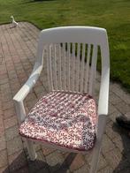 4 witte tuinstoelen Hartmann met kussens, Tuin en Terras, Ophalen, Gebruikt, Kunststof, Stapelbaar