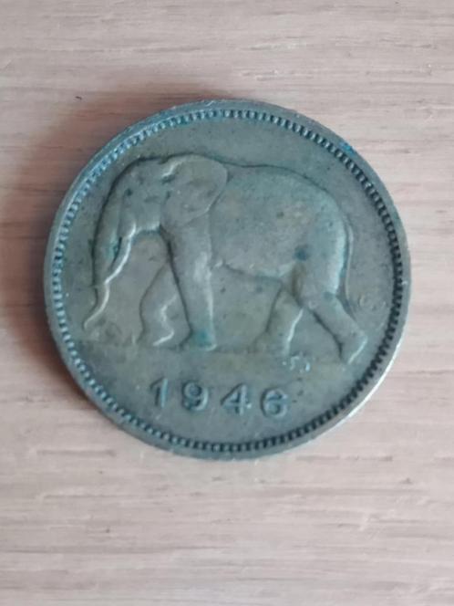 BELGISCH CONGO 2 Francs 1946, Postzegels en Munten, Munten | Afrika, Losse munt, Overige landen, Ophalen of Verzenden