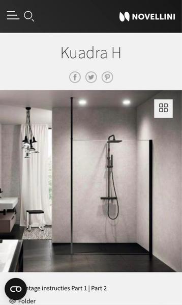 Glas inloopdouche Kuadra H - Novellini met bevestiging, Installation