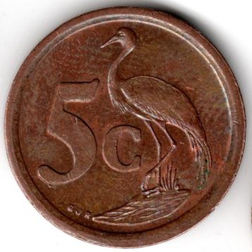 Afrique du Sud : 5 Cent 1993 KM#134 Ref 15927, Envoi, Afrique du Sud, Monnaie en vrac