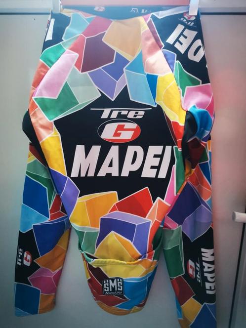 RETRO WIELERSHIRT MAPEI - VEELKLEURIG Jasje maat 46 large, Fietsen en Brommers, Fietsaccessoires | Fietskleding, Gebruikt, Dames