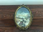Oude lijst kader goudkleurig mooie details met glas ovaal, Antiek en Kunst, Curiosa en Brocante, Ophalen of Verzenden