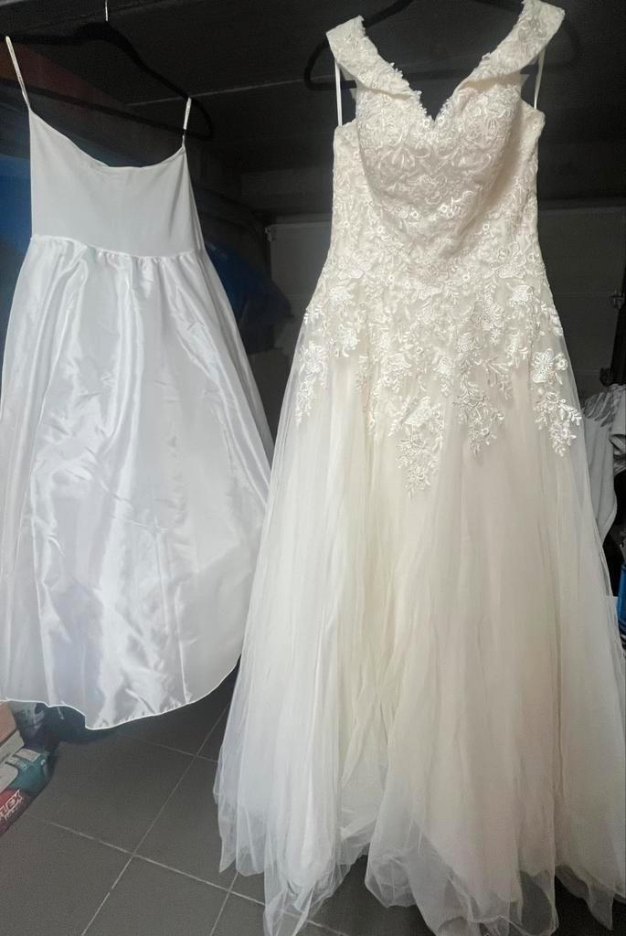 Bruidsjurk met onderkleed en bolero, Kleding | Dames, Trouwkleding en Trouwaccessoires, Zo goed als nieuw, Trouwjurk, Wit, Ophalen