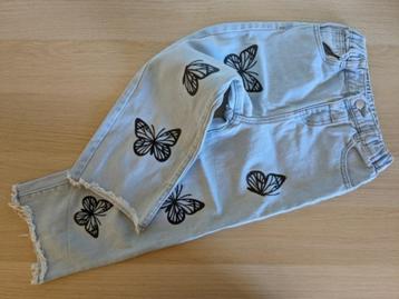 Vlinder prints Onbewerkte zoom Straight leg jeans