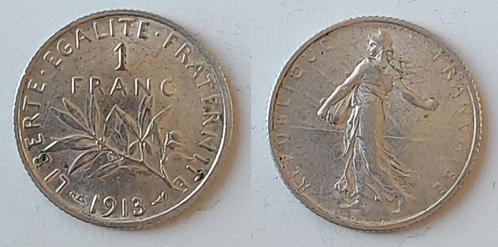 Frankrijk, 1 franc Semeuse, Zilver 1913, Postzegels en Munten, Munten | Europa | Niet-Euromunten, Losse munt, Frankrijk, Zilver
