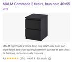 2 Commodes noir 2 tiroirs, Maison & Meubles, Bois, Moins de 55 cm, Enlèvement, Moins de 45 cm