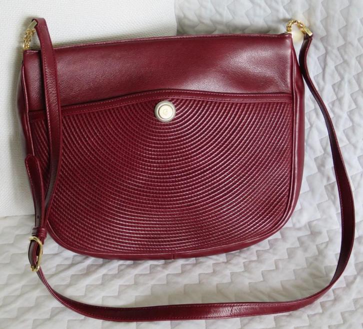Sac à main bandoulière luxe cuir Bordeaux Giampiero Firenze, Handtassen en Accessoires, Tassen | Schoudertassen, Gebruikt, Overige merken