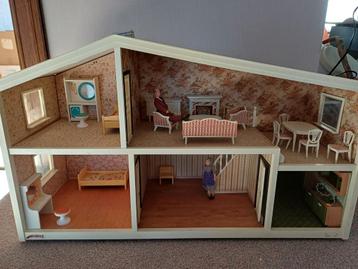 retro poppenhuis Lundby met meubelen, Enlèvement, Utilisé, Maison de poupées