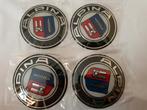 Set van 4 x 45 mm Bmw stickers blauw of blauw carbon, Auto diversen, Autostickers, Ophalen of Verzenden