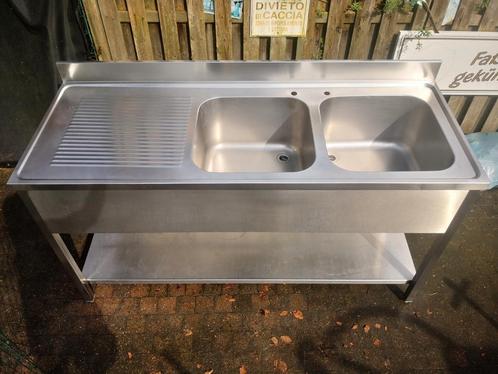 Dubbele spoelbak INOX horeca, Zakelijke goederen, Horeca | Keukenapparatuur, Ophalen of Verzenden