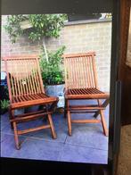 2 opklapbare stoelen in teak KOEKELARE, Ophalen, Zo goed als nieuw, Hout, Twee
