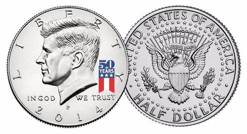 USA 2014 '50 Jaar Kennedy halve dollar' Ltd. Editie : kleur, Postzegels en Munten, Munten | Amerika, Losse munt, Noord-Amerika