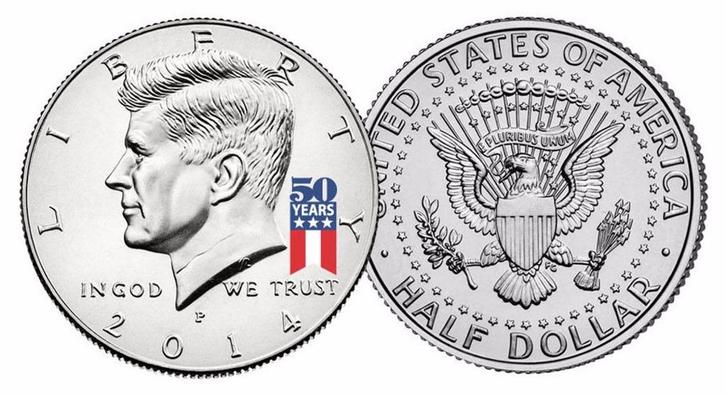 USA 2014 '50 Jaar Kennedy halve dollar' Ltd. Editie : kleur, Postzegels en Munten, Munten | Amerika, Losse munt, Noord-Amerika