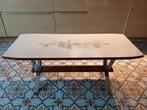 Table basse vintage mid century teak chrome, Maison & Meubles, Enlèvement, Utilisé, Métal