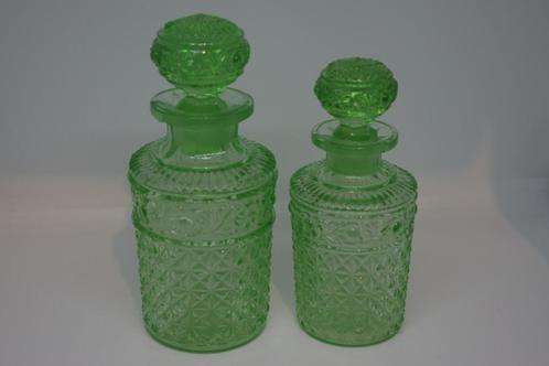 2 Art deco Val Saint Lambert parfum flesjes (1 uranium), Antiek en Kunst, Antiek | Glaswerk en Kristal, Ophalen of Verzenden
