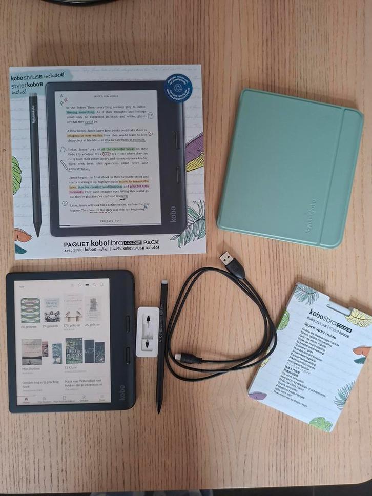 Kobo libra colour ereader + stylus en origineel hoesje kobo, Computers en Software, E-readers, Zo goed als nieuw, 7 inch, Bluetooth
