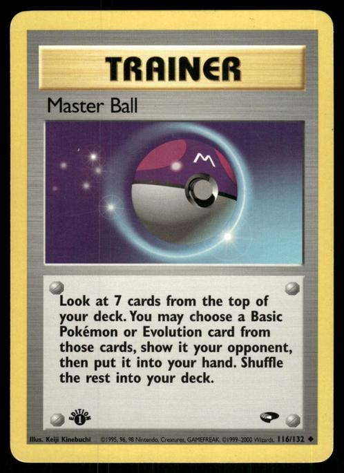 Master Ball 116/132 - Gym Challenge (1st edition), Hobby en Vrije tijd, Verzamelkaartspellen | Pokémon, Gebruikt, Verzenden