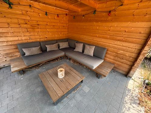 Lounge set, Tuin en Terras, Tuinsets en Loungesets, Gebruikt, Tuinset, Hout, 5 zitplaatsen, Bank, Bijzettafel, Ophalen