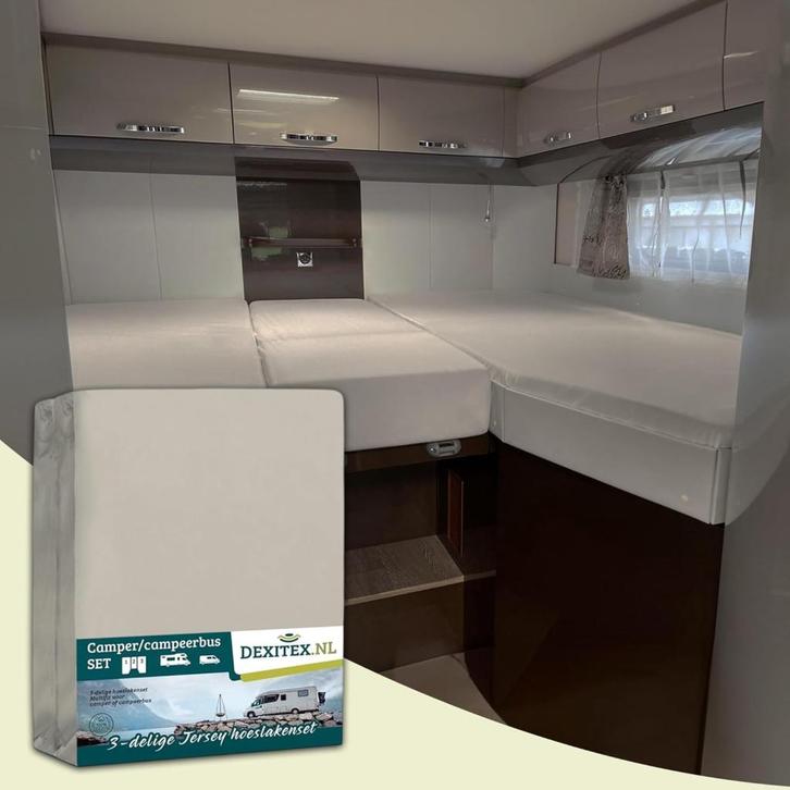 Textielpakket  3 delig met midden matras -1 hoeslakenset(3, Caravans en Kamperen, Caravanaccessoires