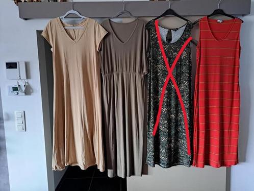 Maxi jurk, L-XL en XXL, minstens 130cm lang, Kleding | Dames, Jurken, Zo goed als nieuw, Maat 42/44 (L), Beige, Onder de knie