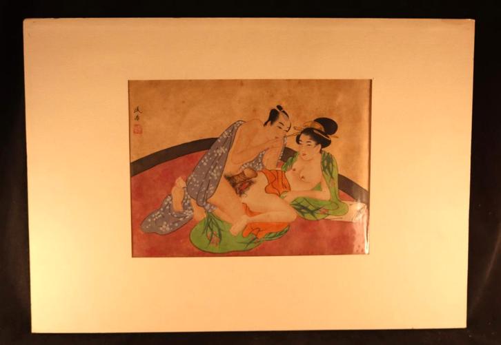 Japanse erotische Shunga aquarel, Antiek en Kunst, Kunst | Niet-Westerse kunst, Ophalen of Verzenden